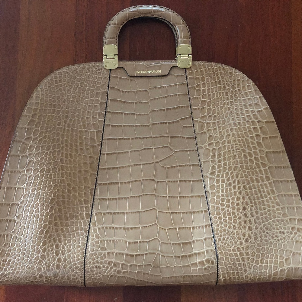 Emporio Armani Croc Embossed Womens' Leather Tote - Picture 1 of 4